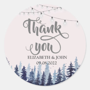Sticker Rond Bois, Forêt, Pins Merci Mariage
