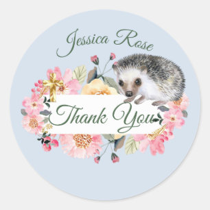Sticker Rond Bois Hérisson Boys Baptême Baptême Baptême Brisant