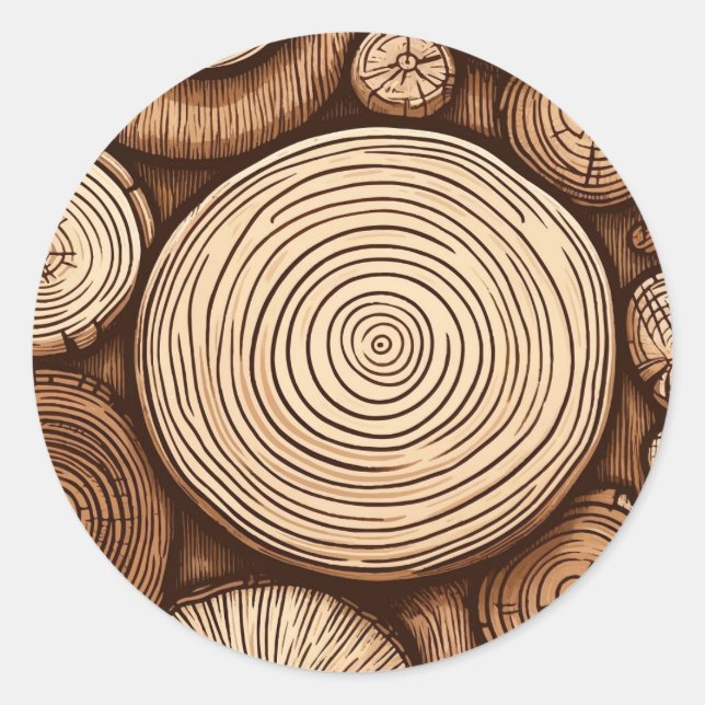 Sticker Rond Bois rond Loges Forêt de bois (Devant)
