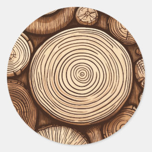 Sticker Rond Bois Ronds Troncs d'Arbres Bois de Construction Bo