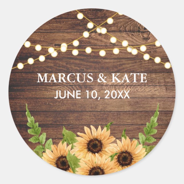 Sticker Rond Bois rustique et tournesol (Devant)