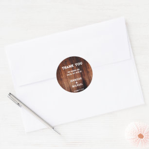 Sticker Rond Bois rustique mariage campagnard rural Merci