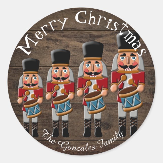 Sticker Rond Bois rustique Pays Noisette de Noël (Devant)