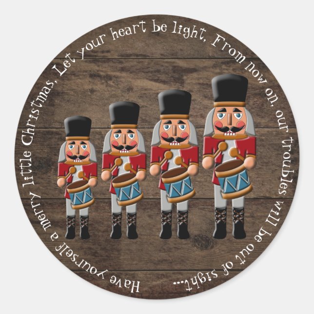 Sticker Rond Bois rustique Pays Noisette de Noël (Devant)