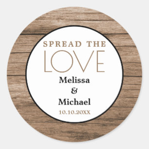 Sticker Rond Bois Rustique Propage Le Mariage Amoureux Faveur