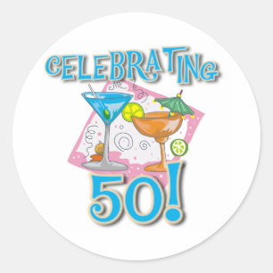Sticker Rond Boissons tropicales Célébrant 50