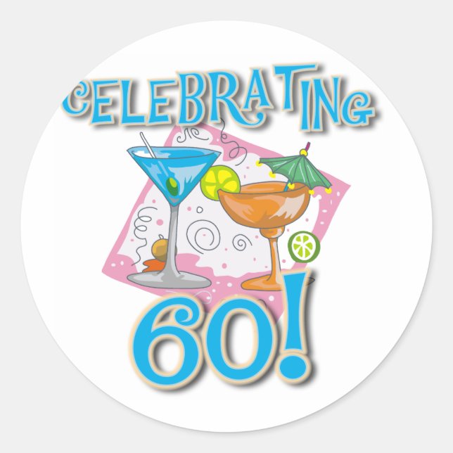 Sticker Rond Boissons tropicales célébrant 60 (Devant)