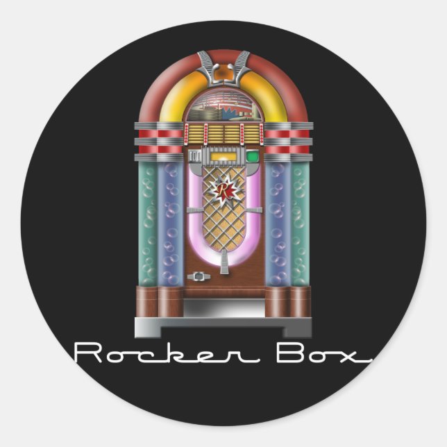 Sticker Rond Boîte à juke Rocker Box (Devant)