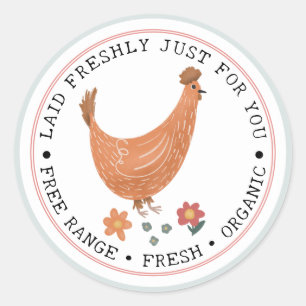 Sticker Rond Boîte à oeufs de poulet de la ferme familiale mign