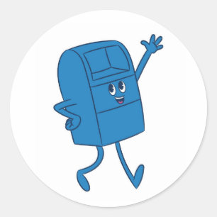 Sticker Rond Boîte aux lettres bleue souriante