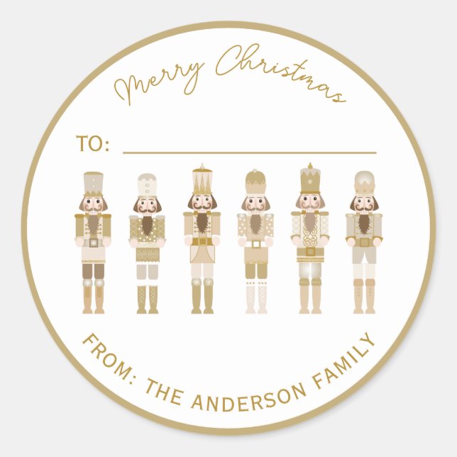 STICKER ROND BOÎTE-CADEAU DE NOËL D'OR (Devant)