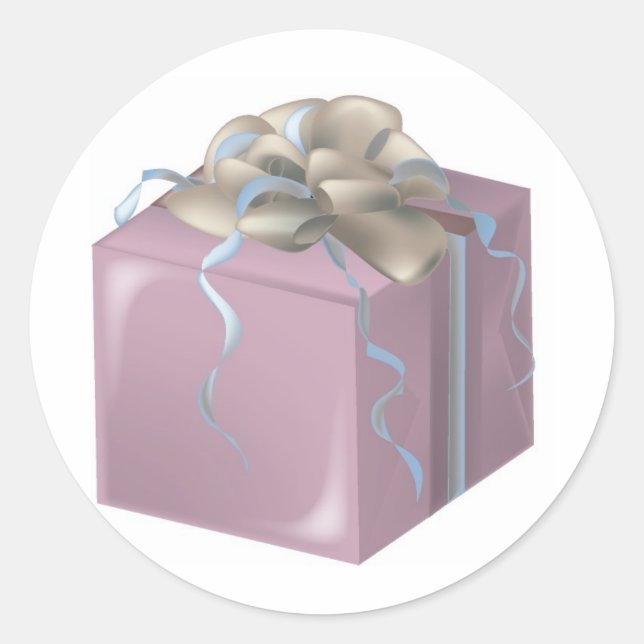 Sticker Rond Boîte cadeau pourpre (Devant)