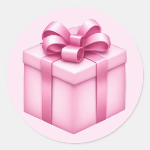 Sticker Rond Boîte cadeau rose Emoji