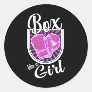 Sticker Rond Boîte comme une fille Gants de boxe