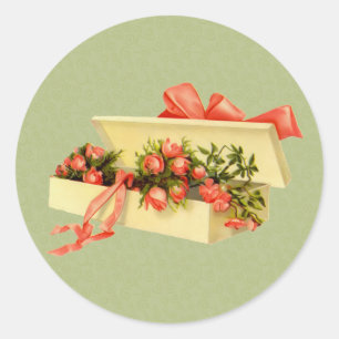 Sticker Rond Boîte D'Art vintage Rose 