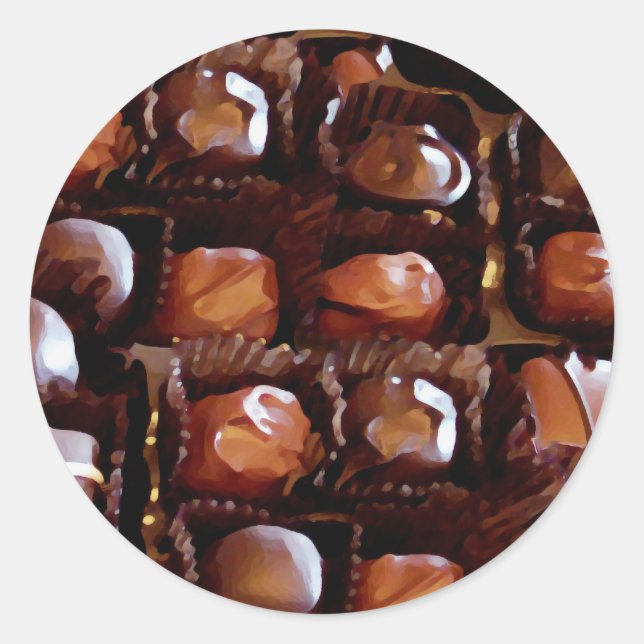 Sticker Rond Boîte de chocolat, Chocolat-bonbon tentant (Devant)