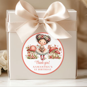 Sticker Rond Boîte de Faveurs Rose Pâle pour 4ème Anniversaire 