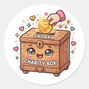 Sticker Rond Boîte de Sadaka de charité Kawaii mignonne IslStic