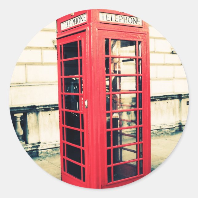 Sticker Rond boîte téléphonique rouge (Devant)