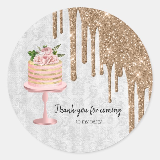 Sticker Rond Boites de gâteau Mariage d'anniversaire (Devant)