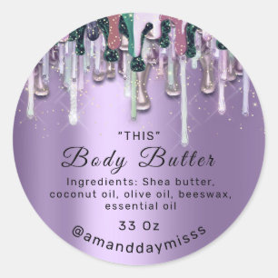 Sticker Rond Boîtier Beurre Emballage en ligne Rose goutte pour