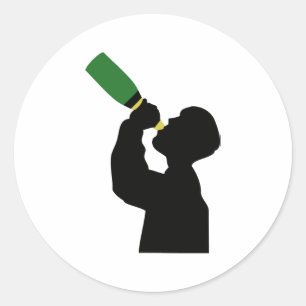 Sticker Rond boitier d'anniversaire au champagne