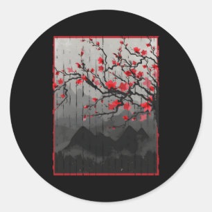 Sticker Rond Boîtier japonais en fleurs de cerisier