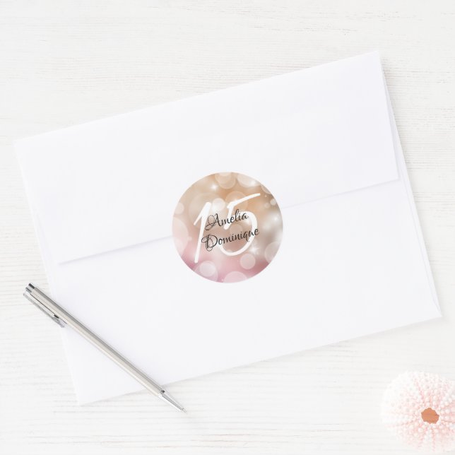 Sticker Rond Bokeh Quinceanera (Enveloppe)