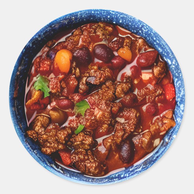 Sticker Rond Bol bleu du Chili Food (Devant)