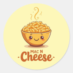 Sticker Rond Bol Cute Mac N Cheese
