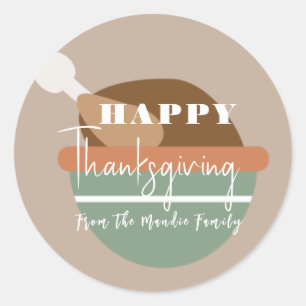 Sticker Rond Bol de Thanksgiving de la dinde heureux