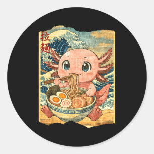 Sticker Rond Bol Ramen Nouilles Japonais Wa Drôle Kawaii Axolot