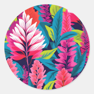 Sticker Rond Bold Astilbe Floral Pop Art Motif
