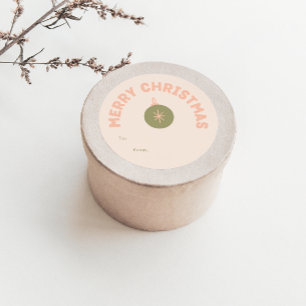 Sticker Rond Bold Modern Coral Joyeux cadeau de Noël