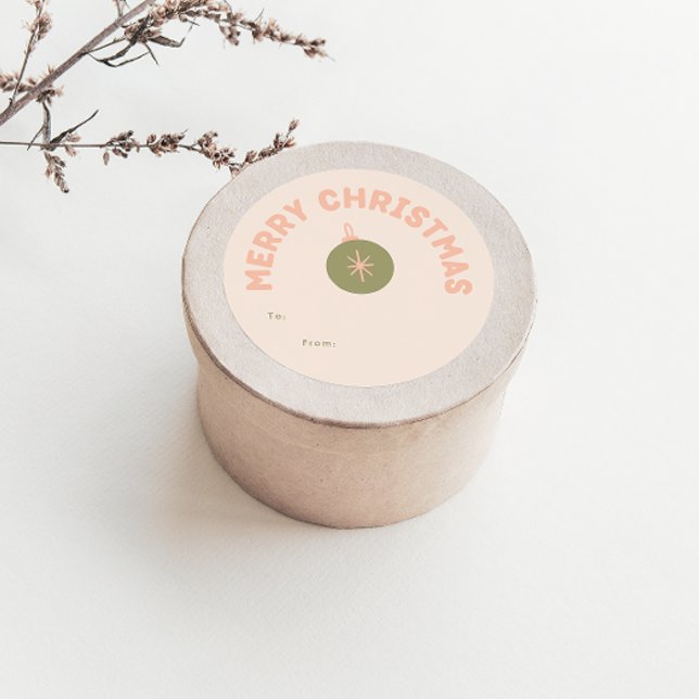 Sticker Rond Bold Modern Coral Joyeux cadeau de Noël (Créateur téléchargé)