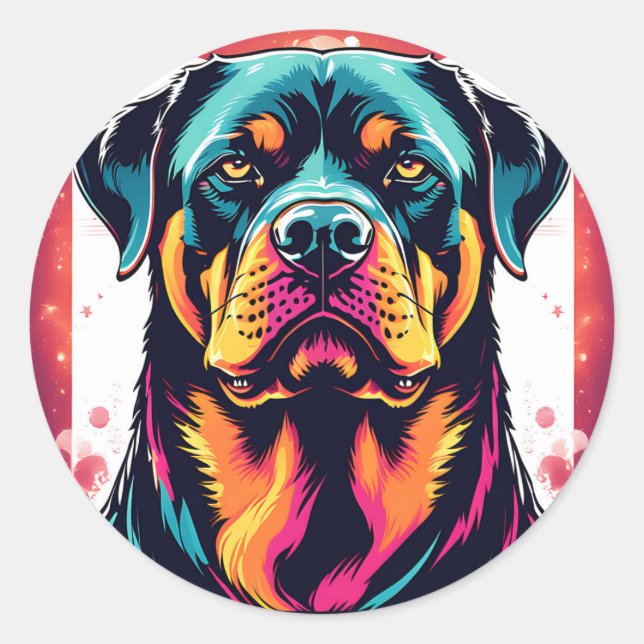 Sticker Rond Bold Rottweiler Chien (Devant)