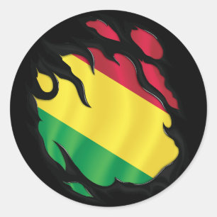 Sticker Rond Bolivie déchiré le drapeau