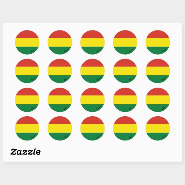 Sticker Rond Bolivie & drapeau bolivien patriotes, vacances / s (Feuille)