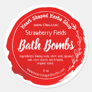 Sticker Rond Bombe à fraise à aquarelle rouge