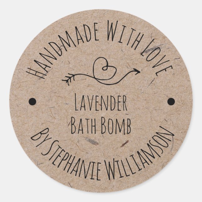 Sticker Rond Bombe à savon artisanale | Papier Kraft (Devant)