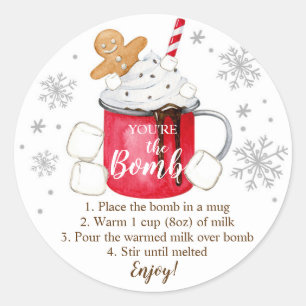 Sticker Rond Bombe au chocolat chaud Vous êtes le Noël du cacao