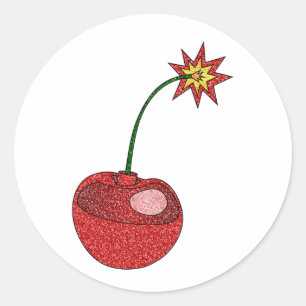 Sticker Rond Bombe cerise parties scintillant