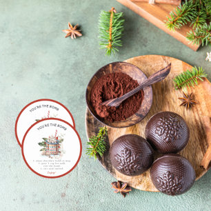 Sticker Rond Bombe de Chocolat Chaud Classique de Noël