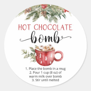 Sticker Rond Bombe de chocolat chaud mignon aquarelle 
