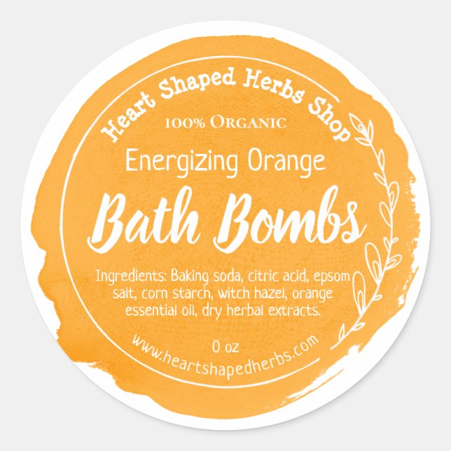 Sticker Rond Bombe d'eau orange de l'aile d'agrumes (Devant)