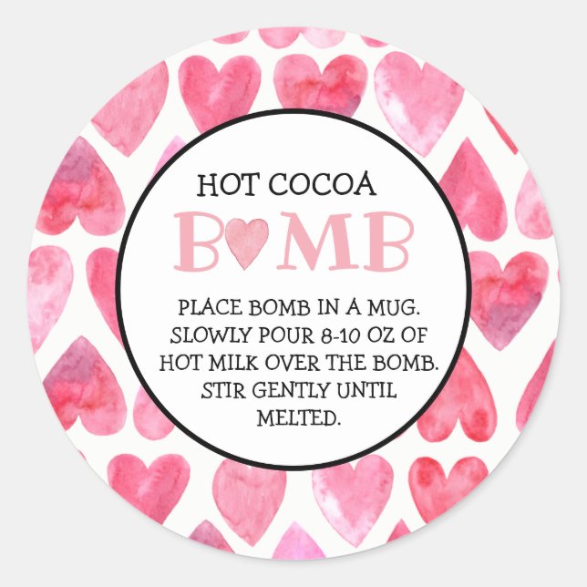 Sticker Rond Bombe Valentine Hot Chocolate Bomb (Devant)