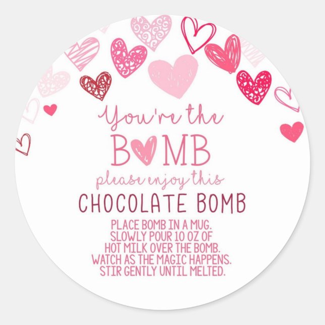 Sticker Rond Bombe Valentine Hot Chocolate Bomb (Devant)