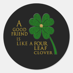 Sticker Rond Bon Ami Comme Un Clover À 4 Feuilles