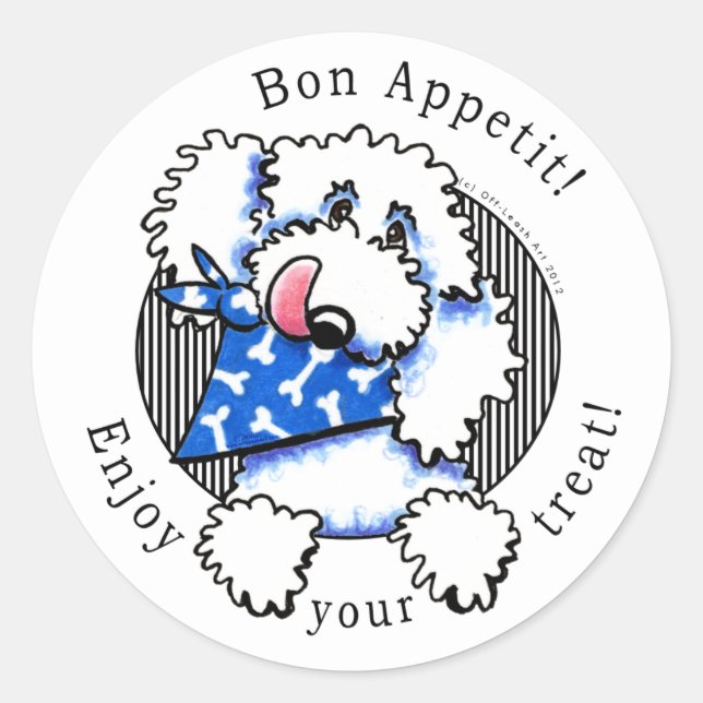 Sticker Rond Bon appétit de chien ! Animaux de compagnie Traite (Devant)