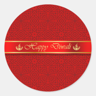 Sticker Rond Bon Diwali Silky Ribbon Design